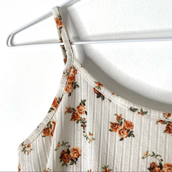 SHEIN Ribbed Floral White High Waisted Bodysuit - Picture 4 of 7